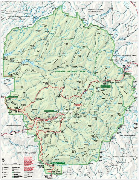 √ Yosemite National Park Tourist Map