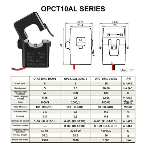 Miniature Split Core Current Transformer Clamp On Opct10al 0 60a 10001 20001 30001 Ferrite