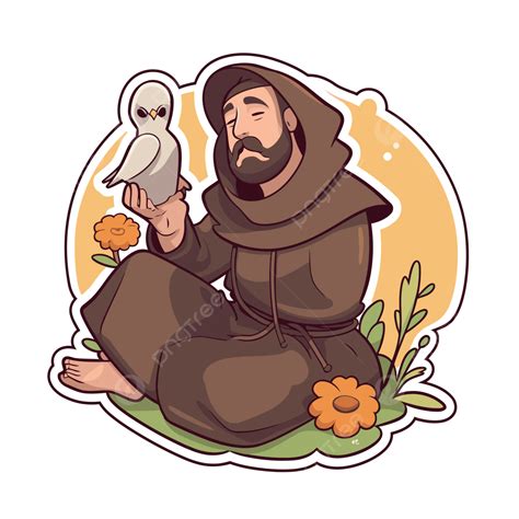 Decal With Friar Francis Holding An Owl Clipart Vector Saint Francis Of Assisi Saint Francis