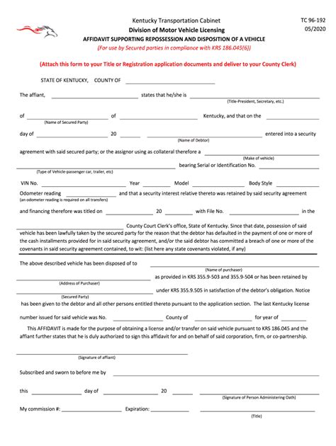 Ky Repossession Form Fill Out And Sign Printable Pdf