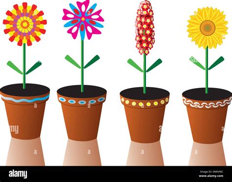 Four Plant Pots Stock Vector Images Alamy