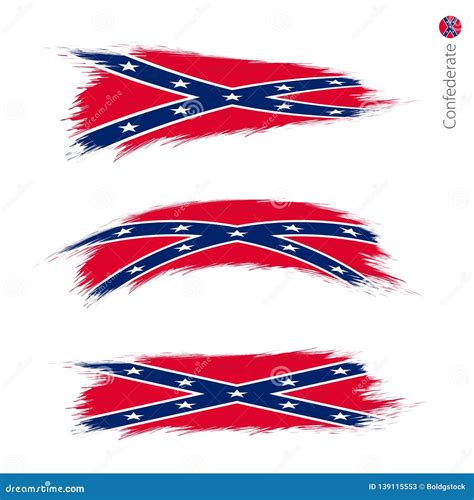 Set Of Grunge Textured Flag Of Confederate Stock Vector