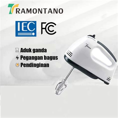 Tramontano Hand Mixer Elektrik Pengaduk Adonan Roti Kue 7 Speed Alat