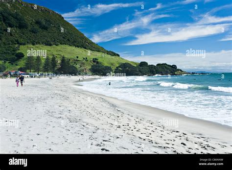 The Lovely Golden Sands of Mount Maunganui and Omanu Beaches Bay of Plenty North Island New ...