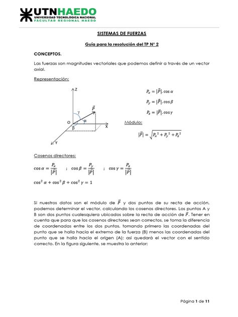 Sistemas De Fuerza Guia Para Tp Generico Pdf Vector Euclidiano Sistema De Coordenadas