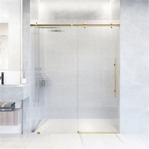 Vigo Elan E Class Matte Brushed Gold 56 In To 60 In W X 76 In H Frameless Sliding Shower Door