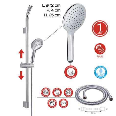 Tech Set Doccia Doccetta Getto Asta Saliscendi Regolabile