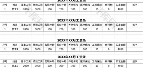 企业员工工资条excel模板千库网excelid：132112