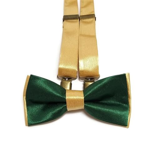 Emerald Green Gold Satin Wedding Ideas For Groomsmen Double Etsy