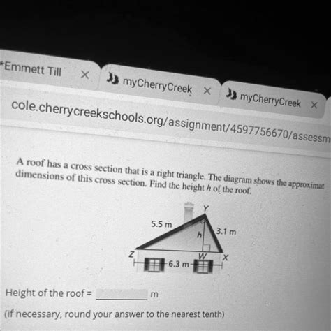 Solved A Roof Has A Cross Section That Is A Right Triangle The Diagram Shows The Approximate