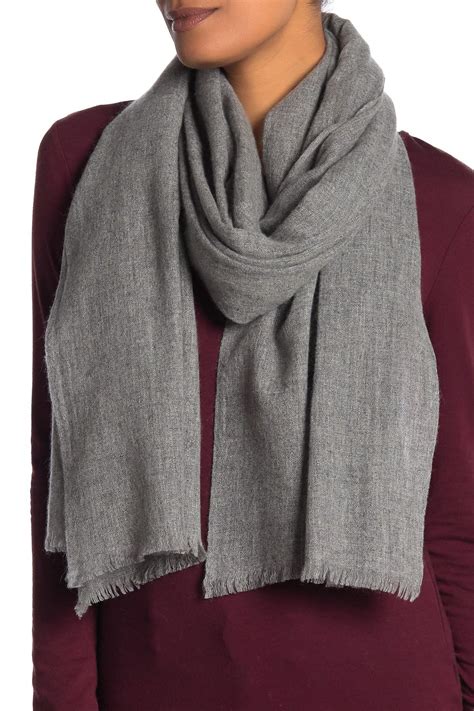 Portolano Frayed Cashmere Scarf In Mh Grey Melange Gray Lyst