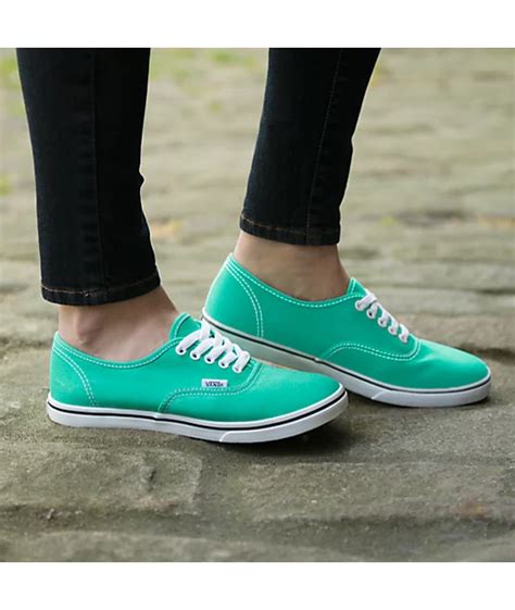 Vans Authentic Lo Pro Mint Leaf And White Canvas Shoes Zumiez