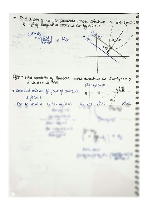 Solution Parabola Mathematics Kota Handwritten Notes For Class Th