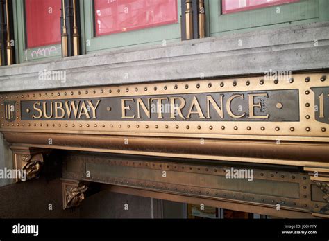 Ornate Subway Entrance Plaque Trinity Building New York City Usa Stock