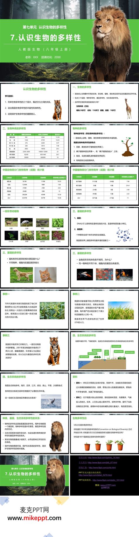 部编版八年级生物上册认识生物的多样性课件ppt模板下载 麦克ppt网