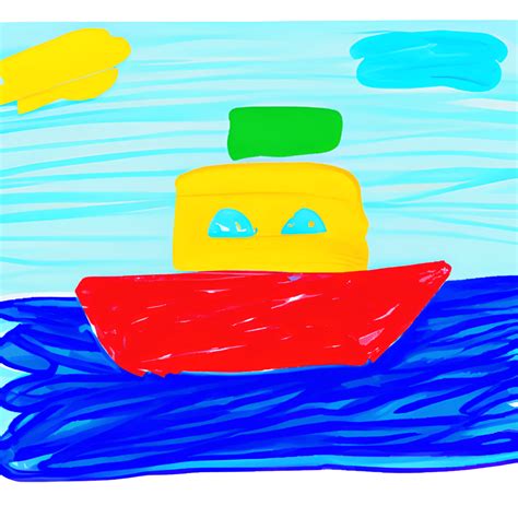 Colorful Children's Boat Drawing · Creative Fabrica