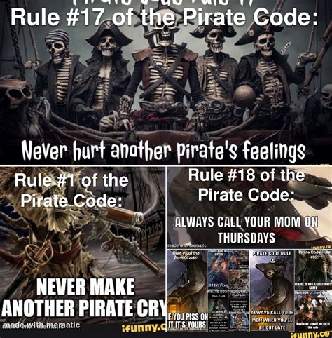 Rule 17 Of The Pirate Code Lever Hurt Another Pirates Feelings Rule