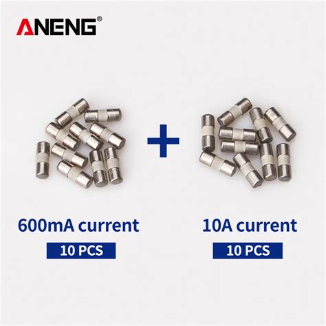 Aneng cerâmica fusível 600ma 10 pces 10a 10 pces tubo de cerâmica