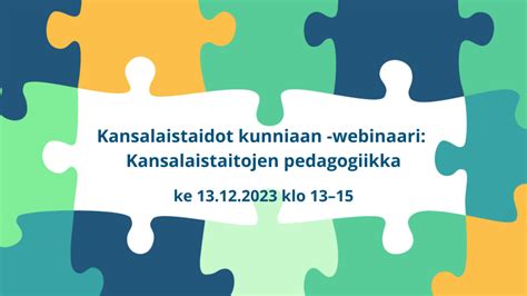 Kansalaisopistojen Liitto Kol Kansalaistaidot Kunniaan Webinaari