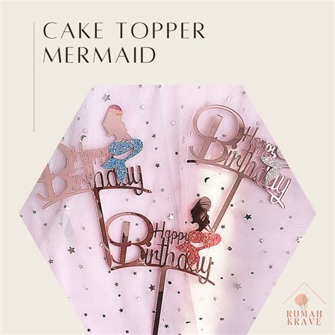 Jual RUMAH KRAVE Cake Topper Mermaid Glitter Happy Birthday Akrilik