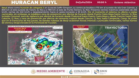 Hurac N Beryl Baja A Categor A Manteniendo Su Trayectoria Hacia