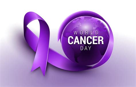 World Cancer Day Purple Awareness Ribbon Concept 1849643 Vector Art At