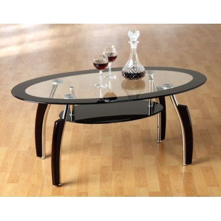 Table Basse Ovale En Verre Transparente Et Noir Achat Vente Table