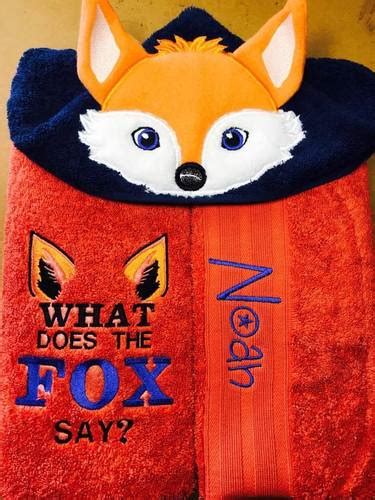 Fox Personalised Hooded Towel Embroidery Diva