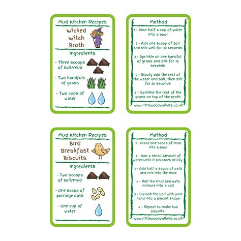 Downloadable Mud Kitchen Recipe Cards To Print - Little Wood Walkers