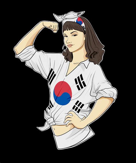 South Korean Girl Unbreakable I Heritage South Korea Flag Digital Art