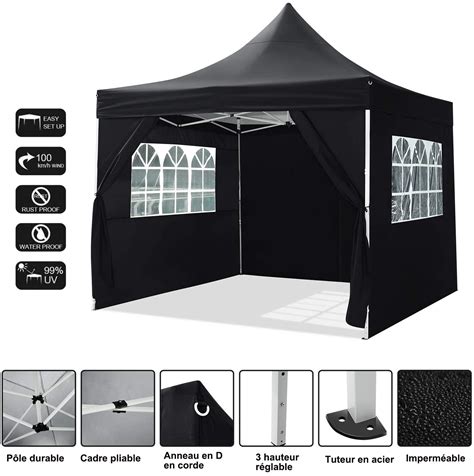 Tonnelle Pliante 3x3 m Tente de réception Jardin imperméable Barnum