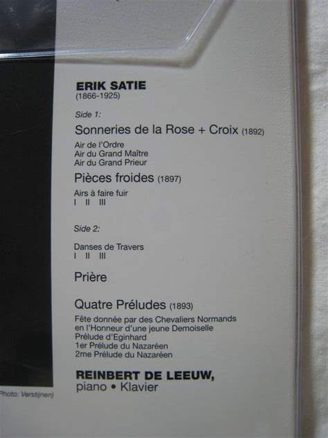 LP REINBERT DE LEEUW 180g盤 ERIK SATIE EARLY PIANO WORKS VOL 3 EU盤 ライン