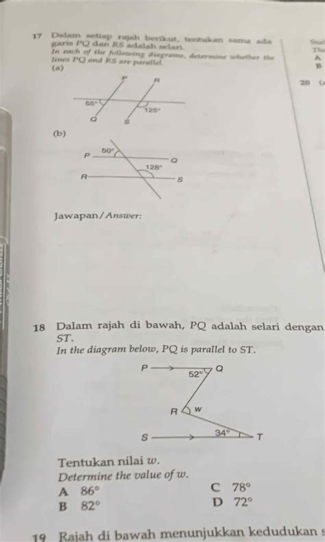 Selesai Dalam Setiap Rajah Berikut Tentukan Sama Ada Sud Garis P O Dan