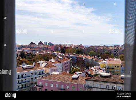 Lisbon Beatiful View Over The City Colorful Old Houses And Buildings