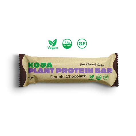 Double Chocolate Plant Protein Bar 16 Bars Koja Healthy Snack Bars