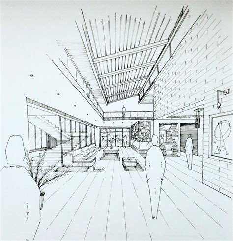 one point perspective architecture drawing - Mira Mcintyre