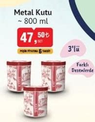 Metal Kutu 800 ml 3 lü İndirimde Market