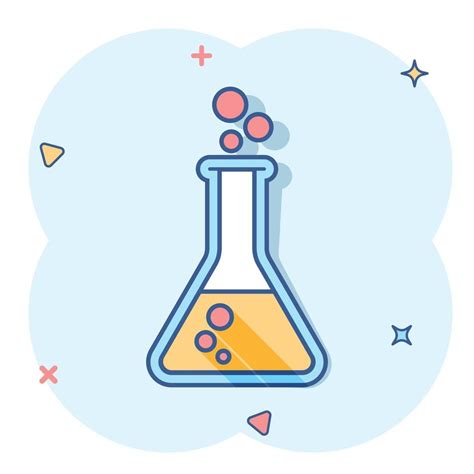 Vector Cartoon Chemical Test Tube Icon In Comic Style Laboratory