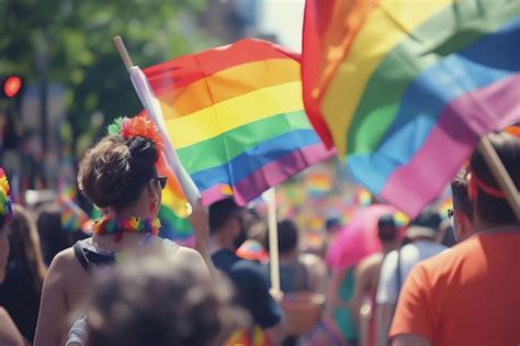 Un Grupo De Personas Sosteniendo Banderas Arco Iris Del Orgullo LGBT