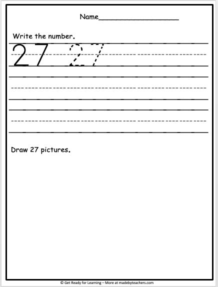 Math Number Writing Practice Number 27 Made By Teachers Worksheets Library