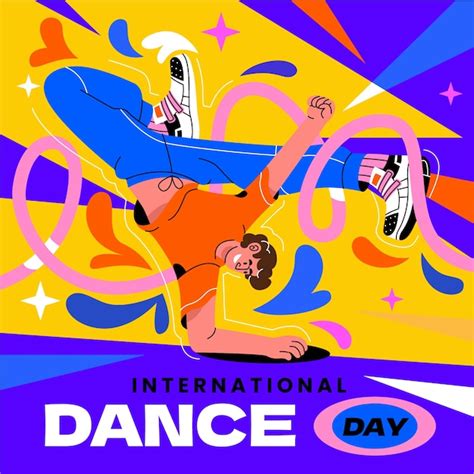 Ilustración del día internacional de la danza plana Vector Premium