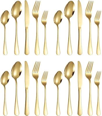 Berglander Flatware Set 40 Piece Stainless Steel With Titanium Gold