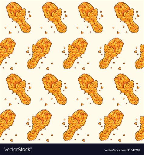 Crispy Fried Chicken Seamless Pattern Royalty Free Vector