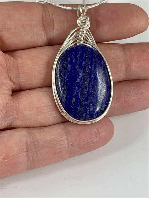 Lapis Lazuli Necklace Natural Lapis Lazuli Pendant Blue Etsy