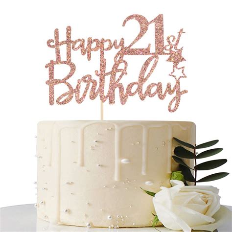 Buy Rose Gold Glitter Happy 21st Birthday Cake Topper 21 Cake Topper