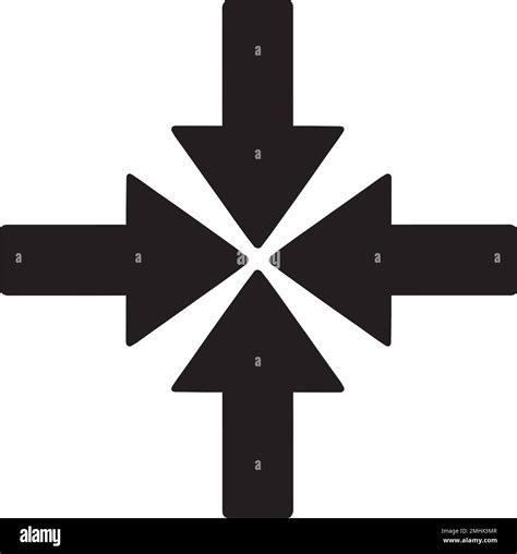 Four Black Arrows Pointing To The Center On A White Background With Copy Space Stock Vector