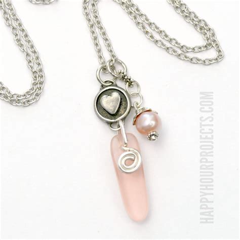 Sea Glass Pearl Charm Necklace Happy Hour Projects