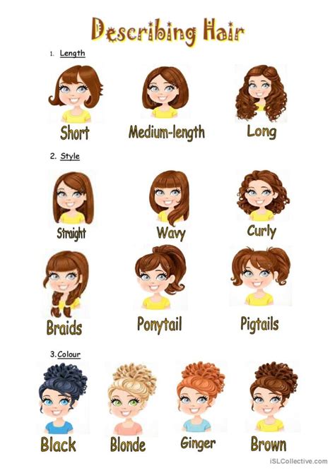 Hair description vocabulary flashcar…: English ESL worksheets pdf & doc