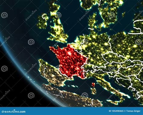 Satellite View Of France At Night Stock Illustration Illustration Of