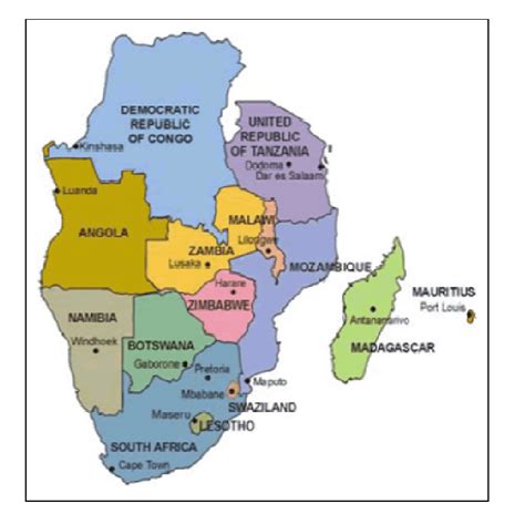 Map Of SADC Countries